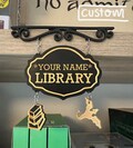 Personalizable sign for the bookshelf / Gift for book lovers / Libray sign product logo