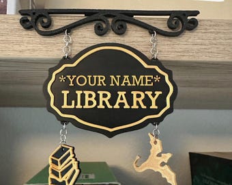 Personalisierbares Schild für das Bücherregal / Geschenk für Buchliebhaber / Libray Schild