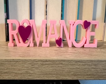 Romance Genre Schilder für Bücherregal Deko 3D Lettering
