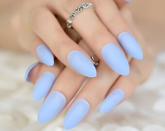 Blue Almond Nails Etsy Blue Almond Nails Etsy