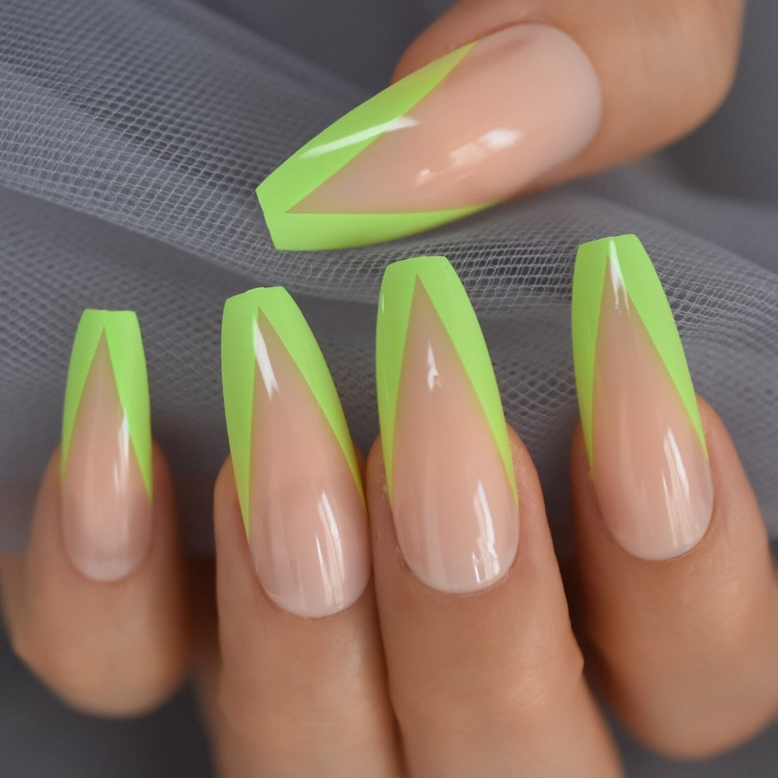Lime Green French Nails | Etsy