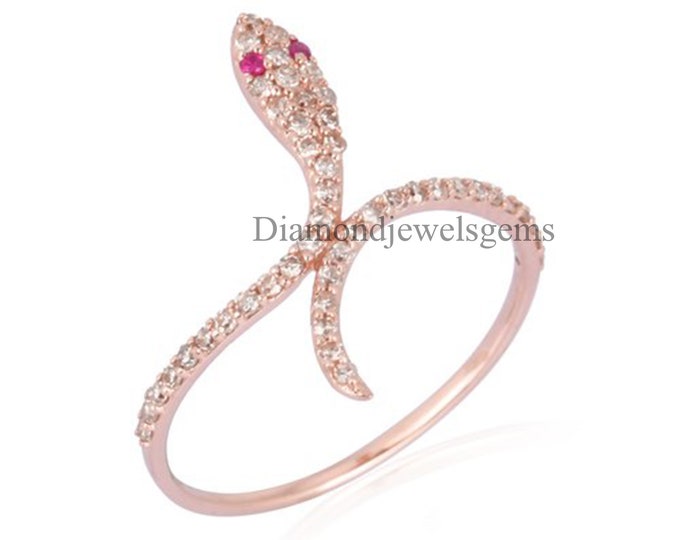 Birthday Gift Ruby Eyes Snake Rings Jewelry 925 Silver Snake Rings Jewelry Jewelry For Her Anniversary Gift Pave Diamond Snake Ring