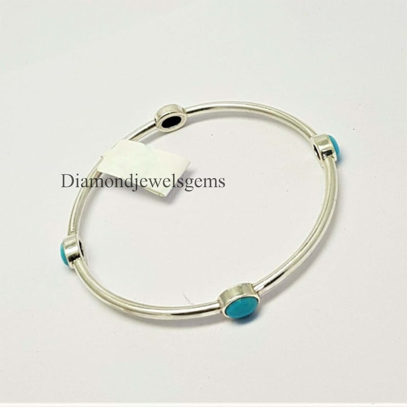 Turquoise Bangle Gemstone 925 Sterling Silver Sleeping Beauty Jewelry Bangle Silver Gemstone Bangle Four Style Turquoise Bracelet