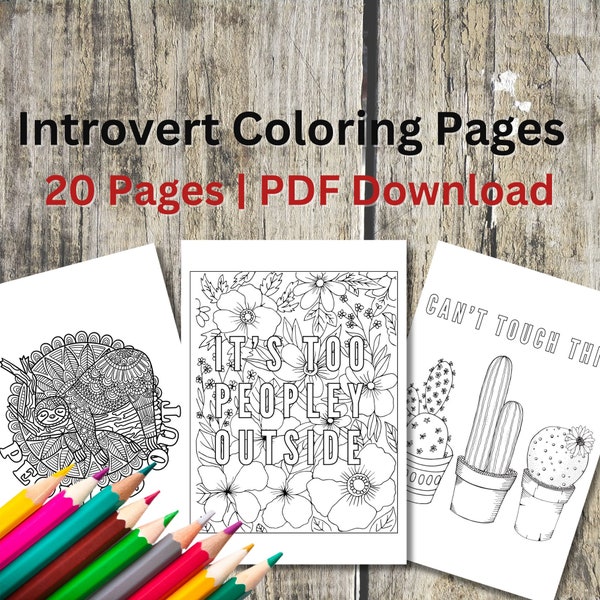 Introvert Coloring Pages | Adult ADHD | Stress Relief | Includes 20 Coloring Pages | Instant PDF Download