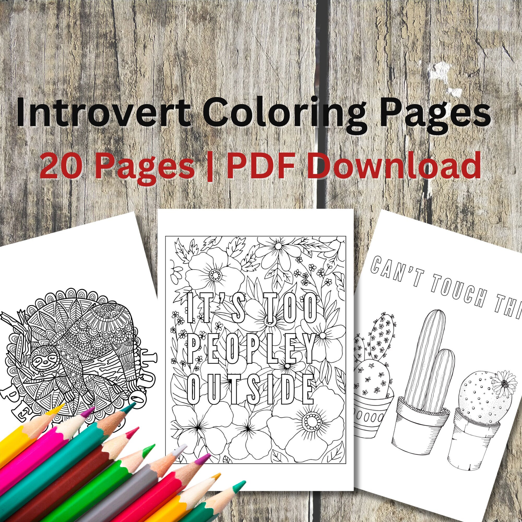 Introvert Coloring Pages Adult ADHD Stress Relief Includes 20 Coloring ...