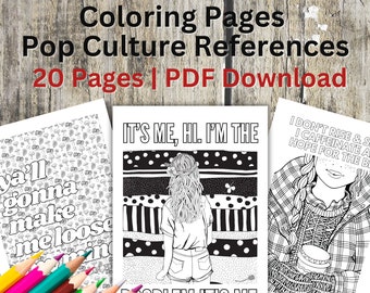 Pop Culture Coloring Pages | Adult Coloring Pages | Stress Relief | Includes 20 Coloring Pages | Instant PDF Download