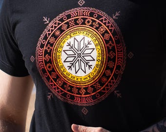 AUSEKLIS | Classic Unisex T-shirt | Latvian Folk Ornaments | Baltic Pagan Symbols