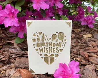 Birthday Wishes Card- Birthday Cards- Sparkly Birthday cards- sewcutebyaddiek