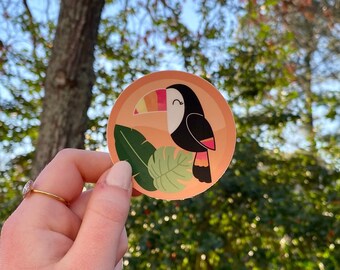 Toucan Sticker - Pink Tropical Sticker- Tropical Bird Sticker - Summer sticker -  sewcutebyaddiek