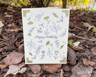 Floral Birthday Card - Happy Birthday Card - Homemade Card - Flower Card - Envelope included- sewcutebyaddiek