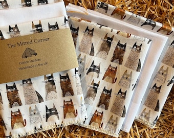 Grumpy Cats Hankies Handkerchiefs Cotton with white