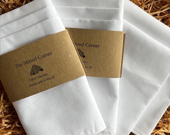 Classic Pure White hankies handkerchiefs Cotton set of 3