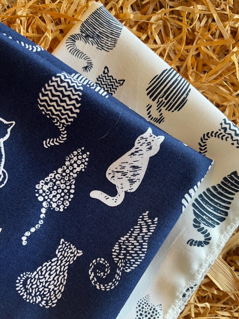Cats Tails Hankies Handkerchiefs Cotton -navy and White - Etsy