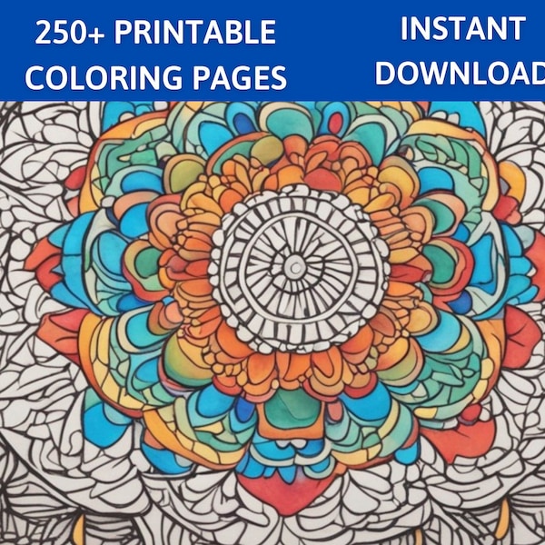 Printable Mega Bundle 250+ Adult Mandala Coloring Pages