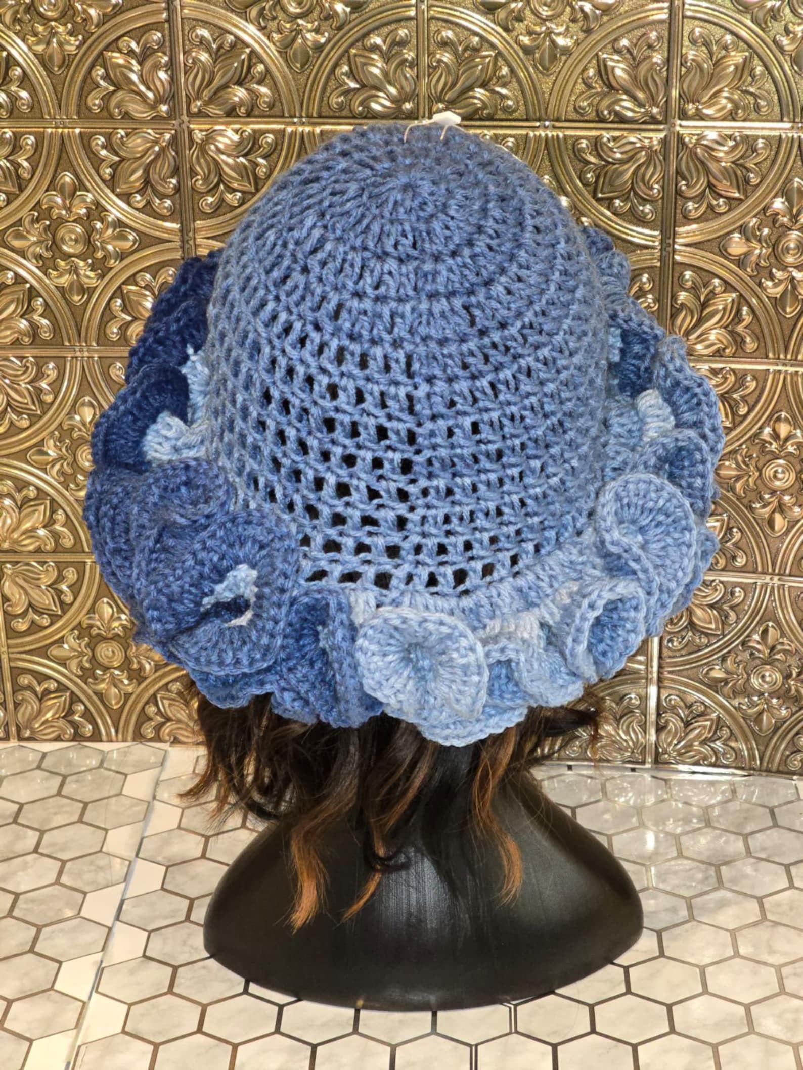Handcrafted Ruffle Crochet Hat - All Things Blue - Etsy