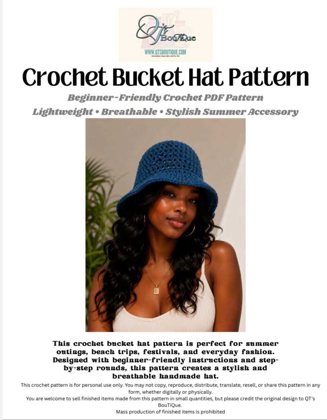 Crochet Bucket Hat Pattern PDF | Beginner Crochet Hat Tutorial | Summer ...