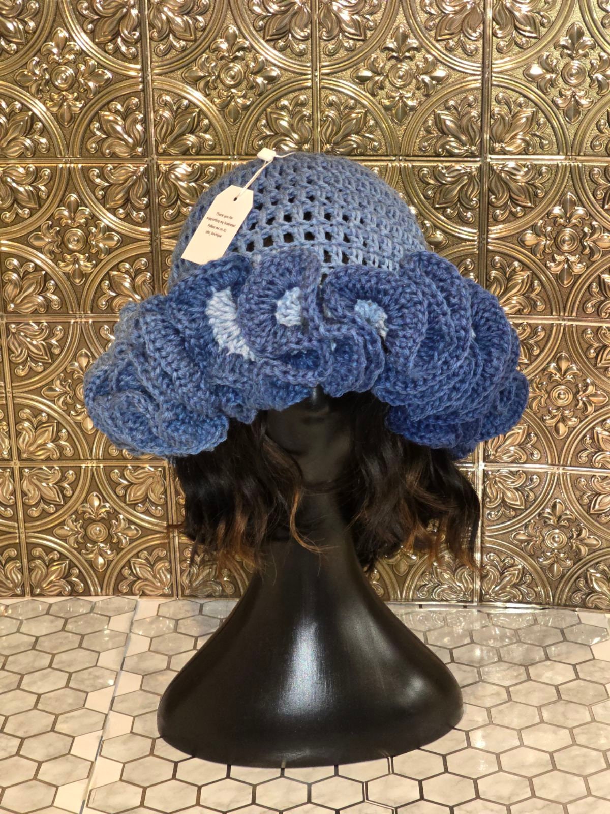 Blue Ruffled Hat - Etsy