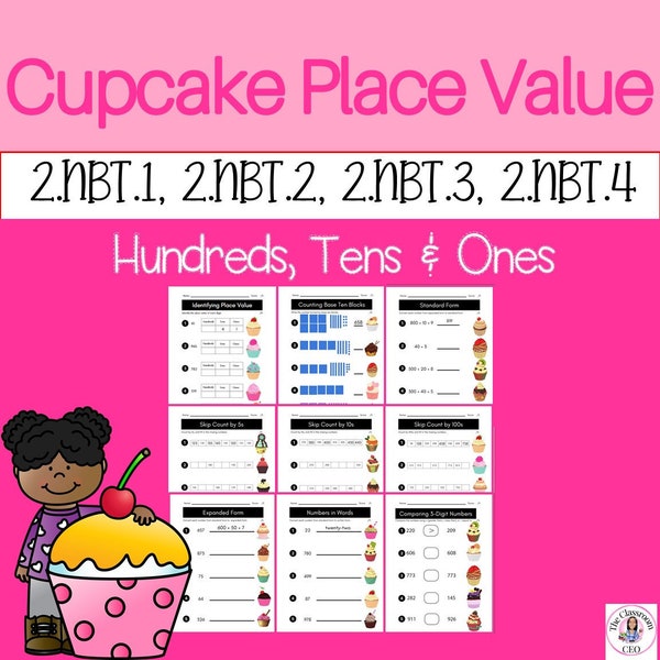 Cupcake Place Value Second Grade Worksheets/Printables