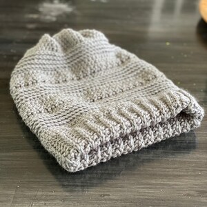 Super Slouch Crochet Beanie in Gray image 2