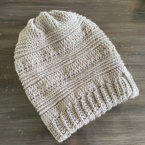 Super Slouch Crochet Beanie in Gray image 1