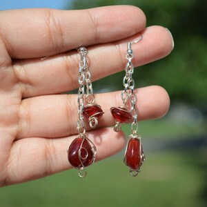 Beaded chain earrings, Chain drop earrings, Bead dangle earrings