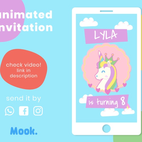 Digital Birthday Invitation Animated Video Invitation Etsy