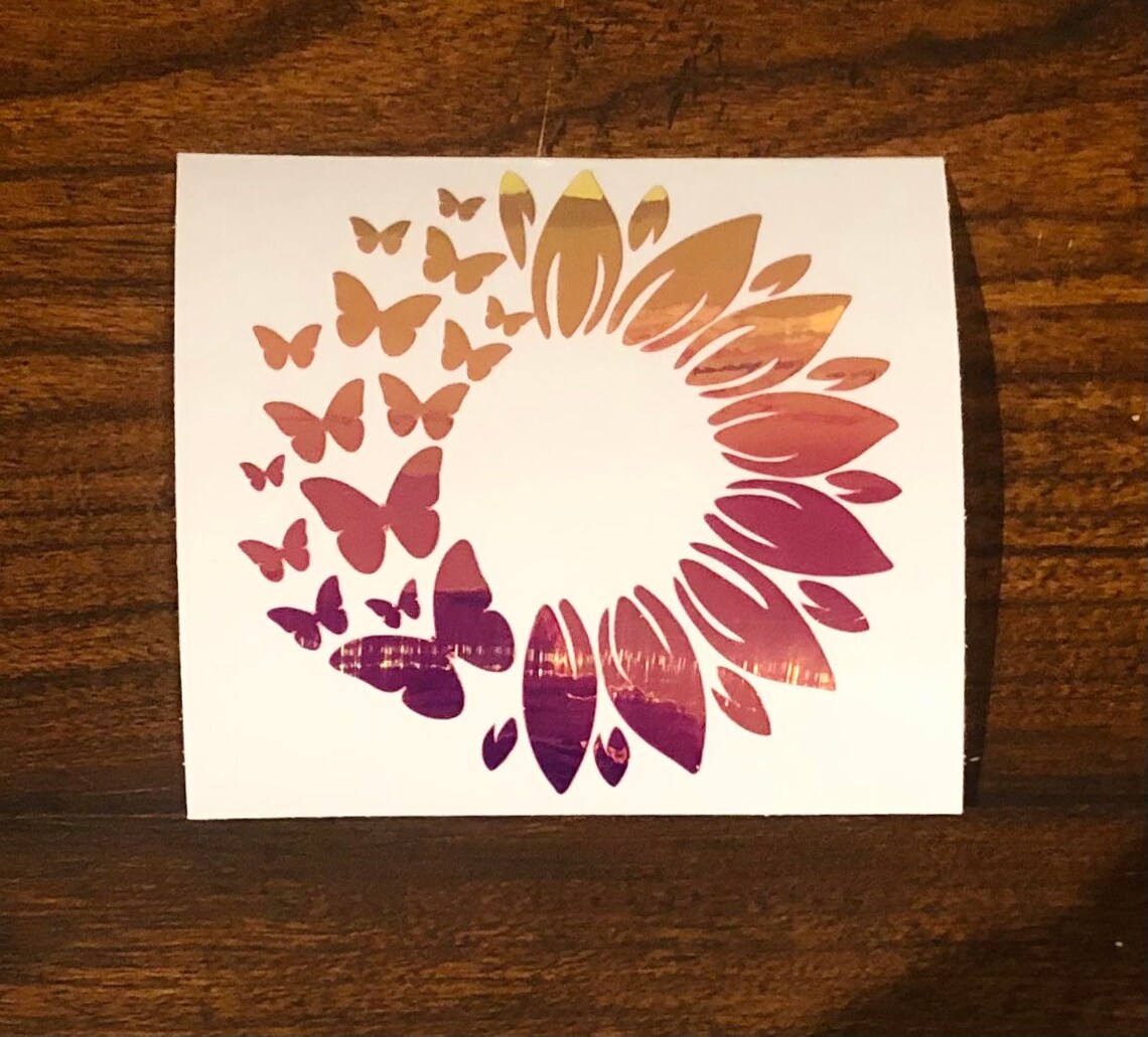 Sunflower Butterfly Decal Etsy