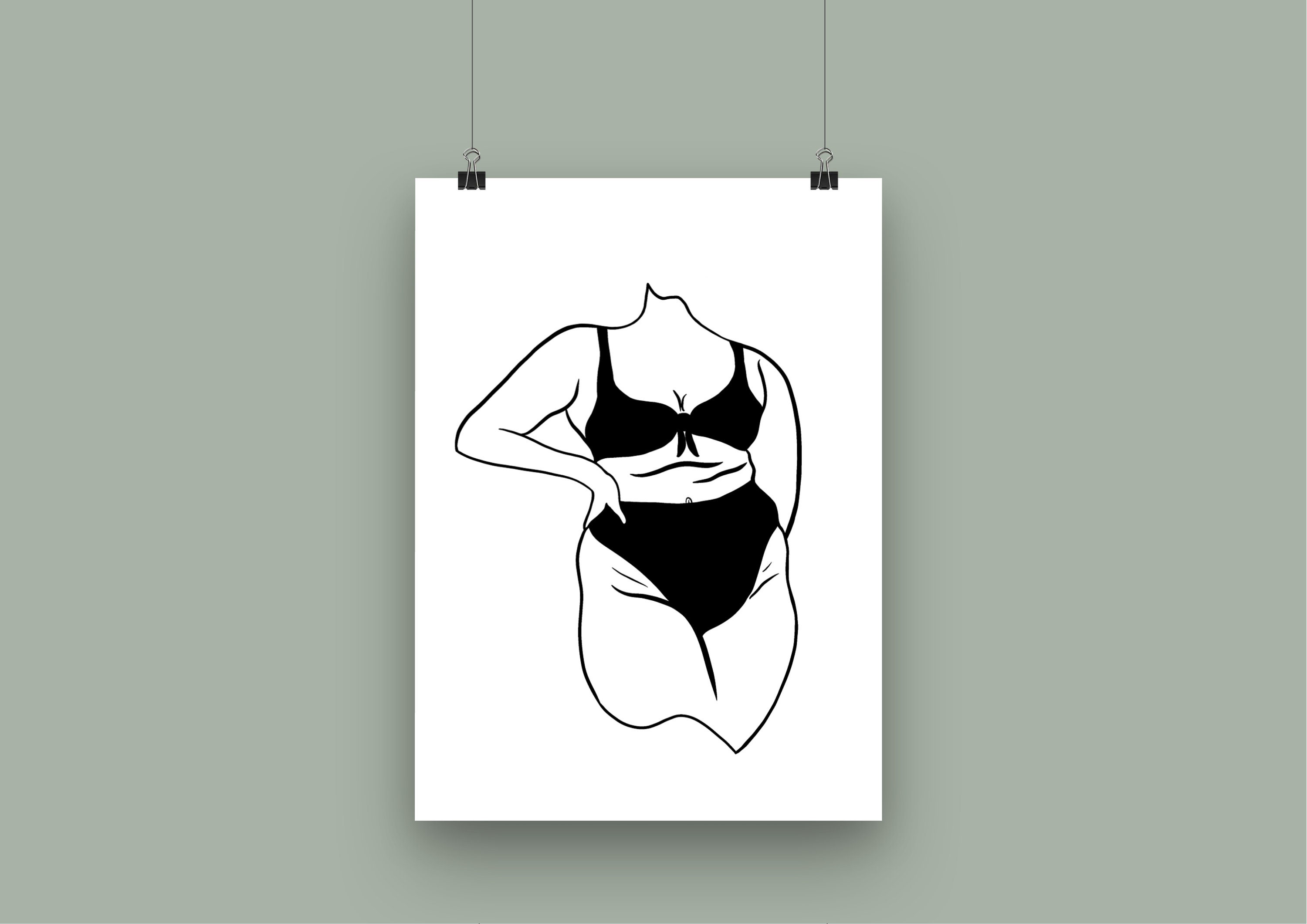 Female Body Outline Line Drawing | Etsy