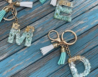 Initial Keychain, Personalized Resin letter keychain, Custom letter resin keychain,  Alphabet keychain resin, Mothers Day Gift