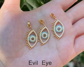 Evil Eye Charm, Evil Eye Pendant, Evil Eye Gold Charm, Evil eye Bridesmaid