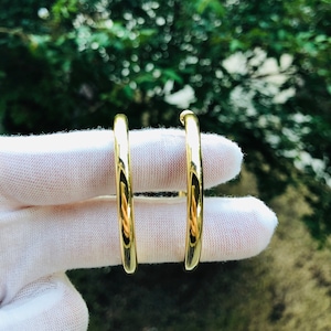 Gold Thick Hoops, Chunky Gold Hoop Earrings, Simple Thick  hoops  earrings, Thin  Hoop earring gold, Lightweight hoops