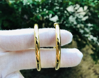 Gold Thick Hoops, Chunky Gold Hoop Earrings, Simple Thick  hoops  earrings, Thin  Hoop earring gold, Lightweight hoops