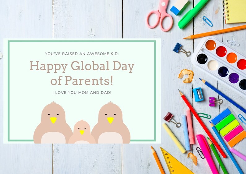 Happy Day Of Parents Printable Card Greeting Card Parents | Etsy