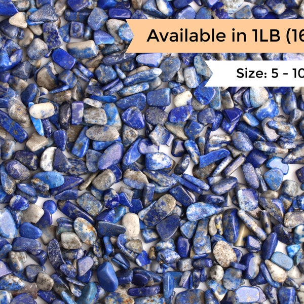 1LB Bulk Blue Lapis Lazuli Crystal Chips, Undrilled, Tumbled, Healing Gemstone, Tiny Polished Stones, Mini Fairy House Zen Garden, 5 to 10mm