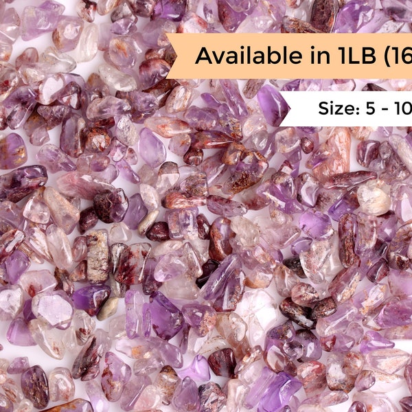 1LB Bulk Super Seven Crystal Chips, Undrilled, Tumbled Healing Gemstones, Mini Garden Stones, Intention Candle, Micro Decorations, 5 to 10mm