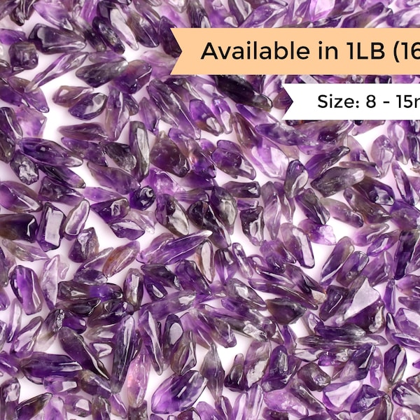1LB Bulk Dark Purple Amethyst Crystal Chips, Undrilled, Tumbled Healing Gemstones, Wholesale, Succulent Planter Rocks, Terrazzo, 8 to 15mm