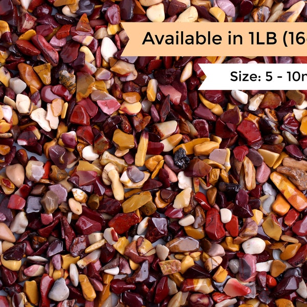 1LB Bulk Mookaite Jasper Crystal Chips, Undrilled, Tumbled Gemstone Gravel, Red Multicolored, Terrazzo Smooth Rocks, Resin Filler, 5 to 10mm