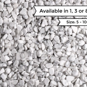 1oz White Howlite Crystal Chips, Undrilled, Tumbled Healing Gemstone, Marbled Rocks, Calming Stone, Supplies for Resin Projects, 5 to 10mm