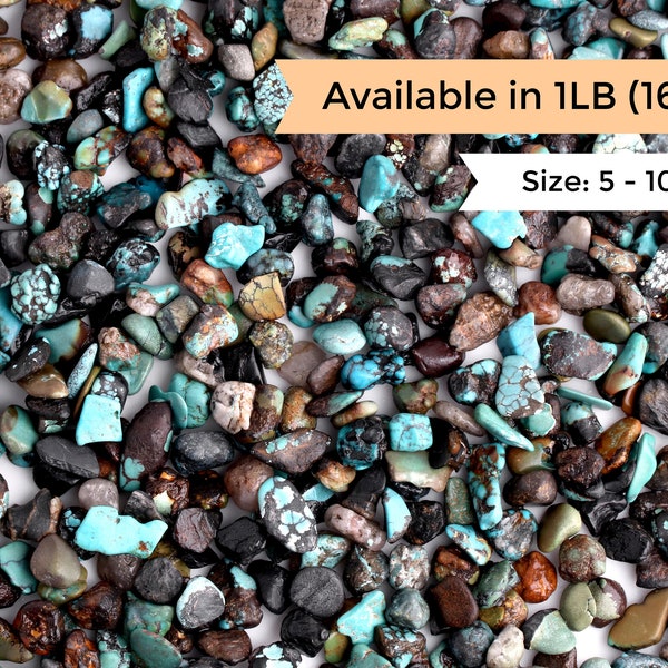 1LB Bulk Rare Hubei Turquoise Crystal Chips, Undrilled Gemstone Gravel, Semi-Tumbled Stone Chip, Little Rock Crafts, Geode Supply, 5 to 10mm