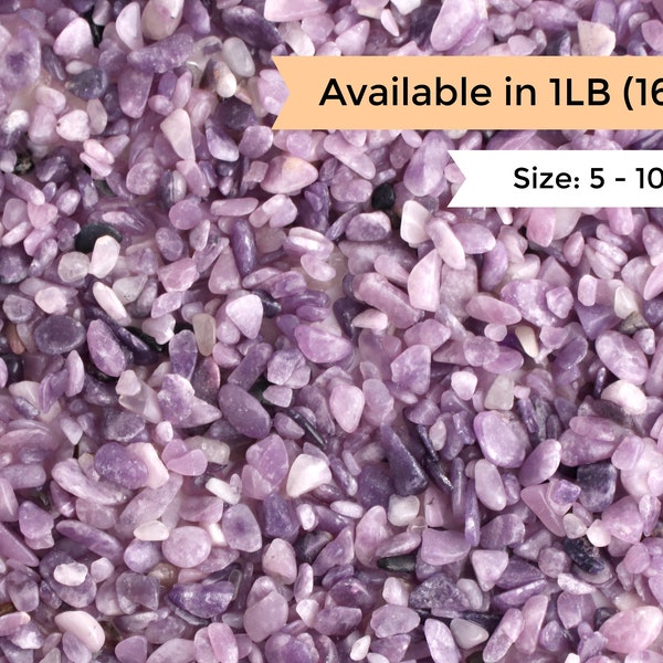 1LB Bulk Purple Lepidolite Crystal Chips, Undrilled, Tumbled Healing Gemstones, Natural Fragments, Roller Bottle, Succulent Decor, 5 to 10mm