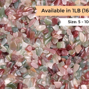1LB Bulk Indian Agate Garnet Crystal Chips, Undrilled, Tumbled Gemstone, Terrarium Gravel Bit, Tiny Mini Stone, Craft Jar Supply, 5 to 10mm