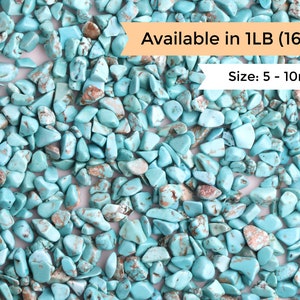 1LB bulk turkosa howlitkristallflisor, färgade, oborrade, trumlade ädelstenar, suckulent grus, dekorativa stenar, dekoration av burklock, 5 till 10 mm