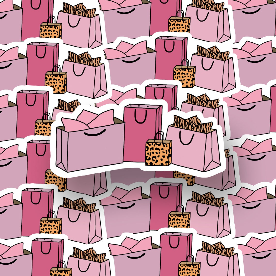 Shopping Themed Sticker Set 6 Matte Stickers Etsy