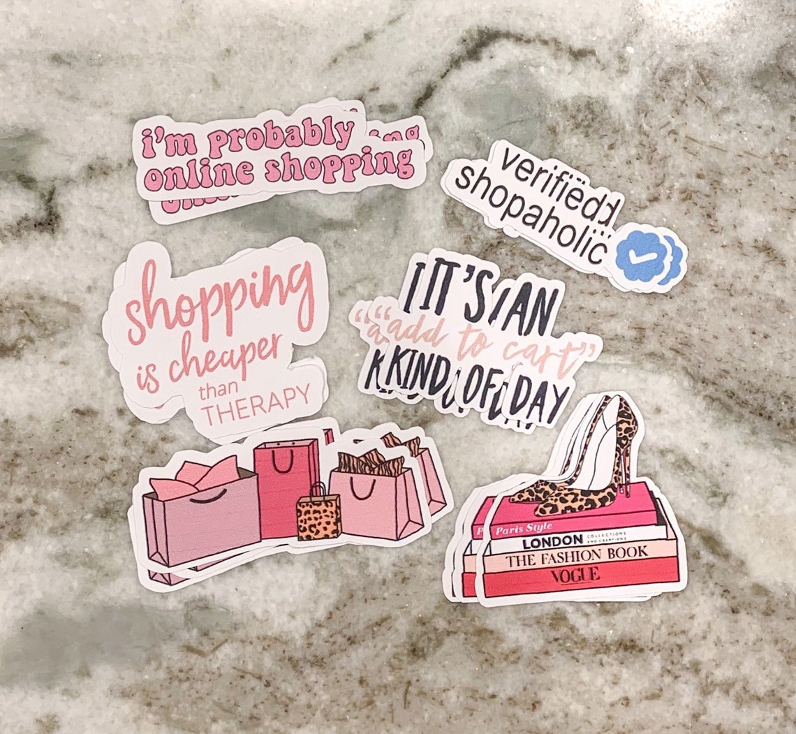Shopping Themed Sticker Set 6 Matte Stickers Etsy