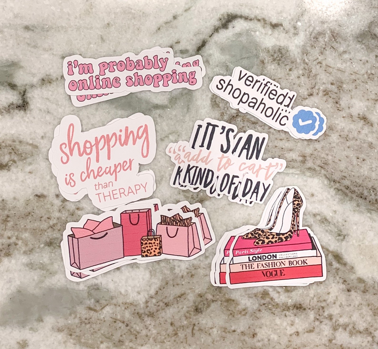Shopping Themed Sticker Set 6 Matte Stickers Etsy