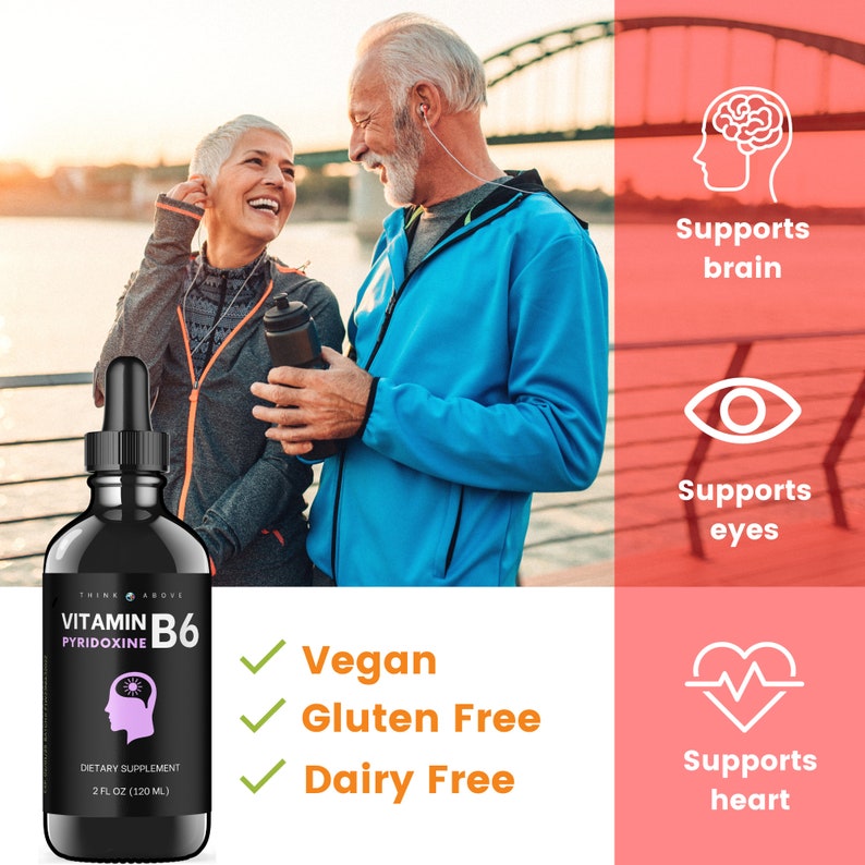 Vitamin B6 Liquid Drops Pyridoxine Hcl B6 Vitamins Support Brain Function, Immune System