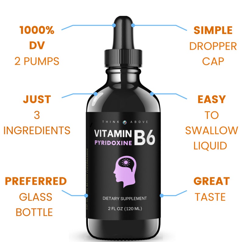 Vitamin B6 Liquid Drops Pyridoxine Hcl B6 Vitamins Support Brain Function, Immune System