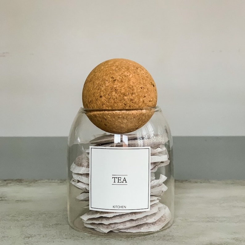Tea Coffee Sugar Canisters Cork Ball Lid Jars Bamboo Jar With Etsy UK