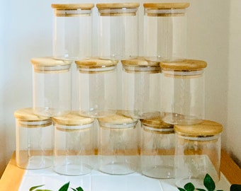 Spice Jars - Bamboo Lids - eco storage pantry goals food storage kitchen spaghetti pasta rice spices organiser