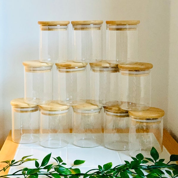 Spice Jars - Bamboo Lids - eco storage pantry goals food storage kitchen spaghetti pasta rice spices organiser